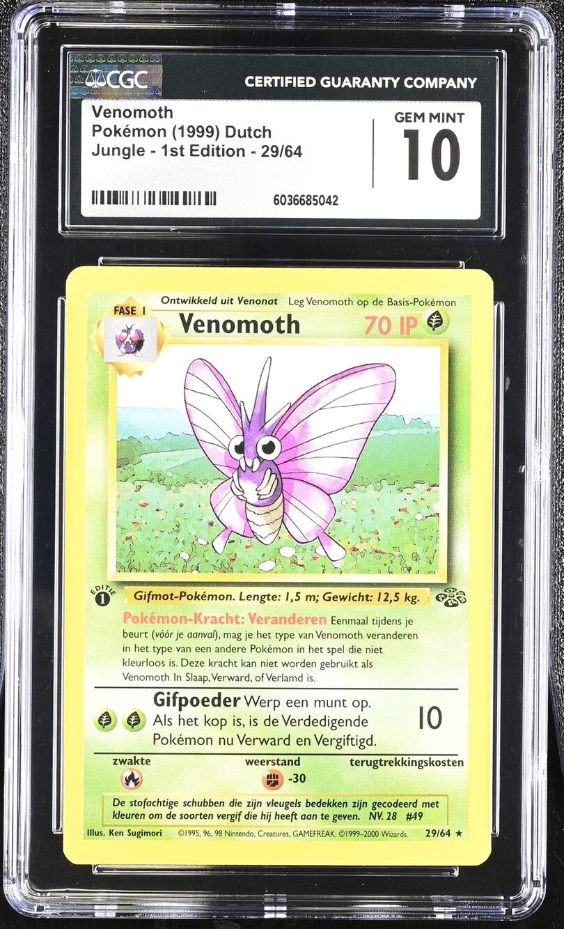 CGC 10 GEM MINT Venomoth 1st Edition 29/64 Pokemon Dutch Jungle Set (PSA/BGS)